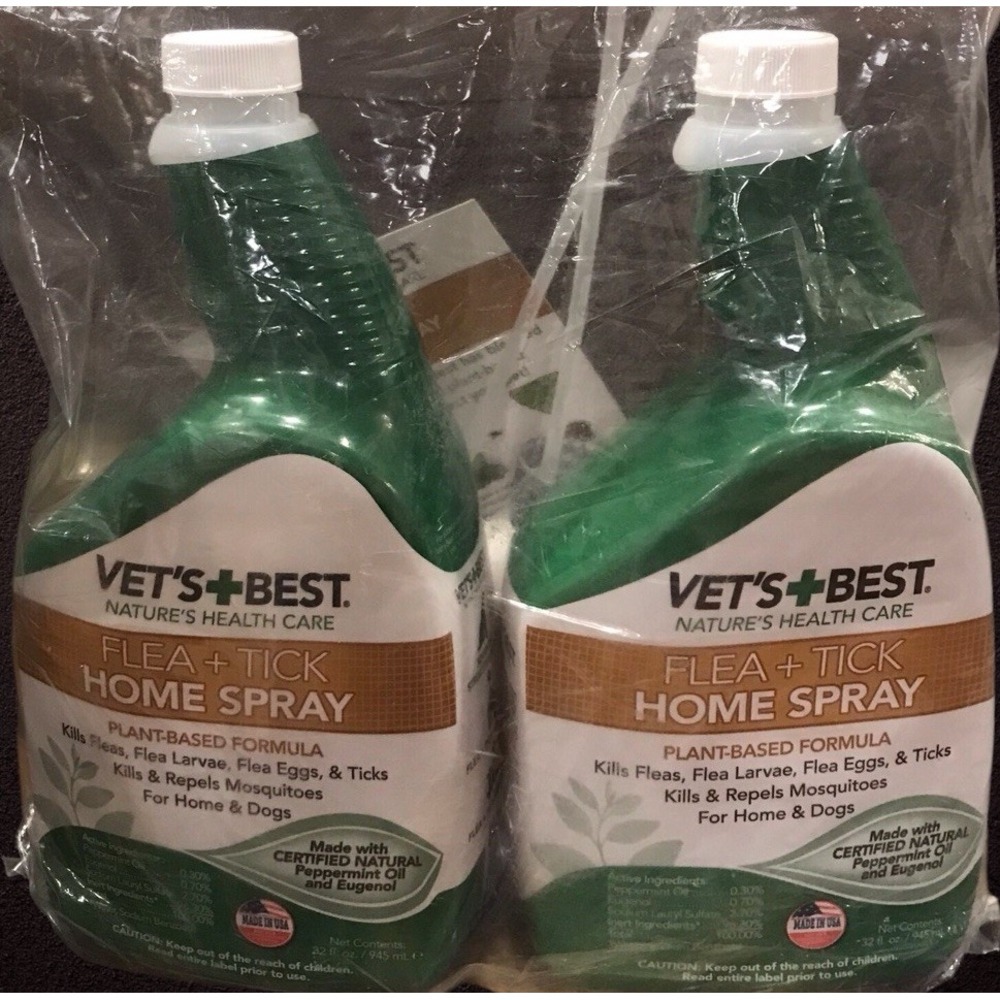 New Vet's Best Flea & Tick Home Spray For Dogs 32 oz X2